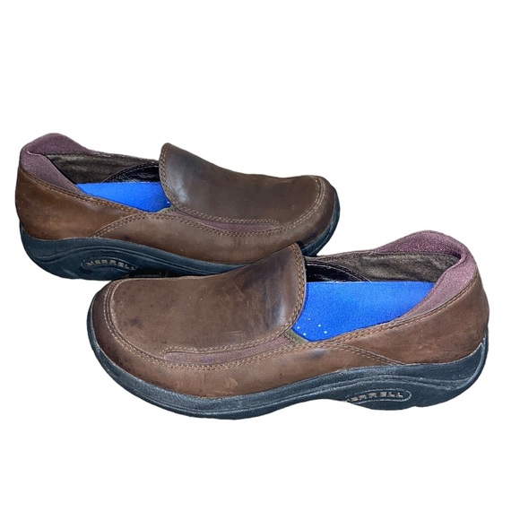 Merrell Womens Treviso Moc Loafers Shoes Brown Leather Slip On Air Cushion 8.5 - Picture 1 of 3